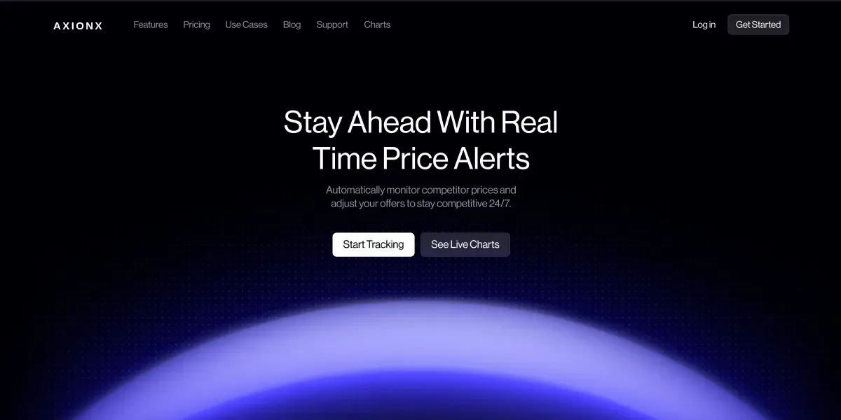Price alerts dashboard — SaaS landing page
